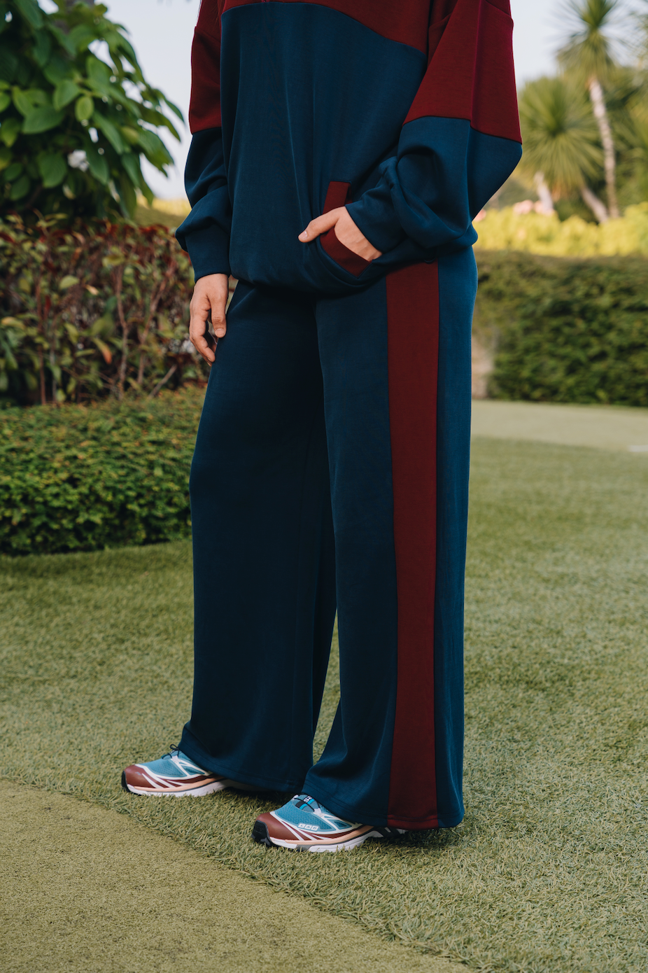 Maroon-Navy Dual Tone Pants in Modal
