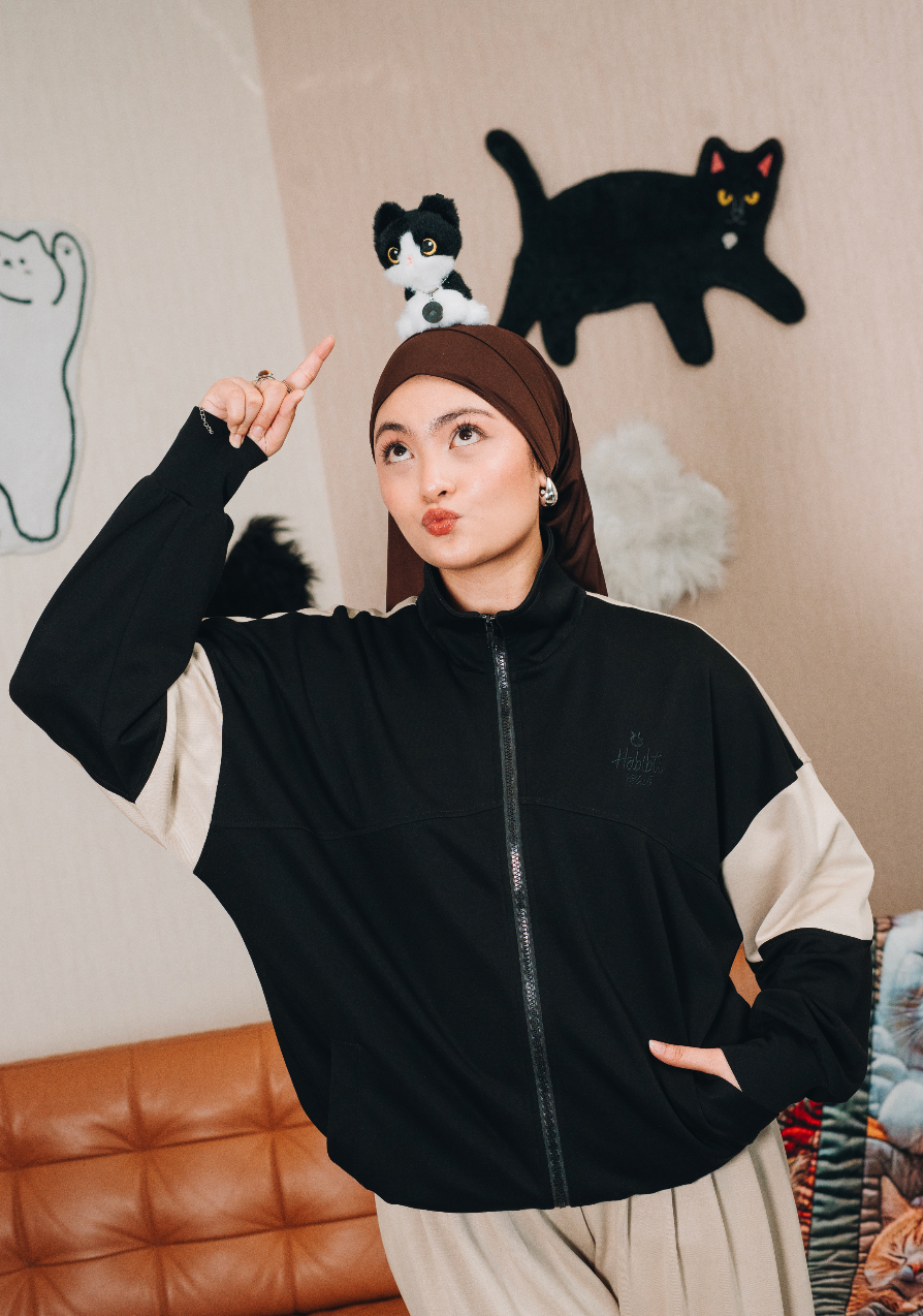 Habibti Modal Dual Tone Jacket in Black : Calico & Friends Edition