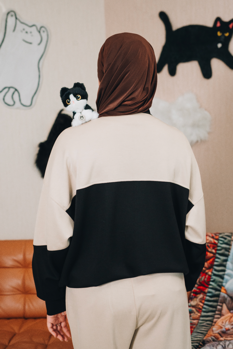 Habibti Modal Dual Tone Jacket in Black : Calico & Friends Edition