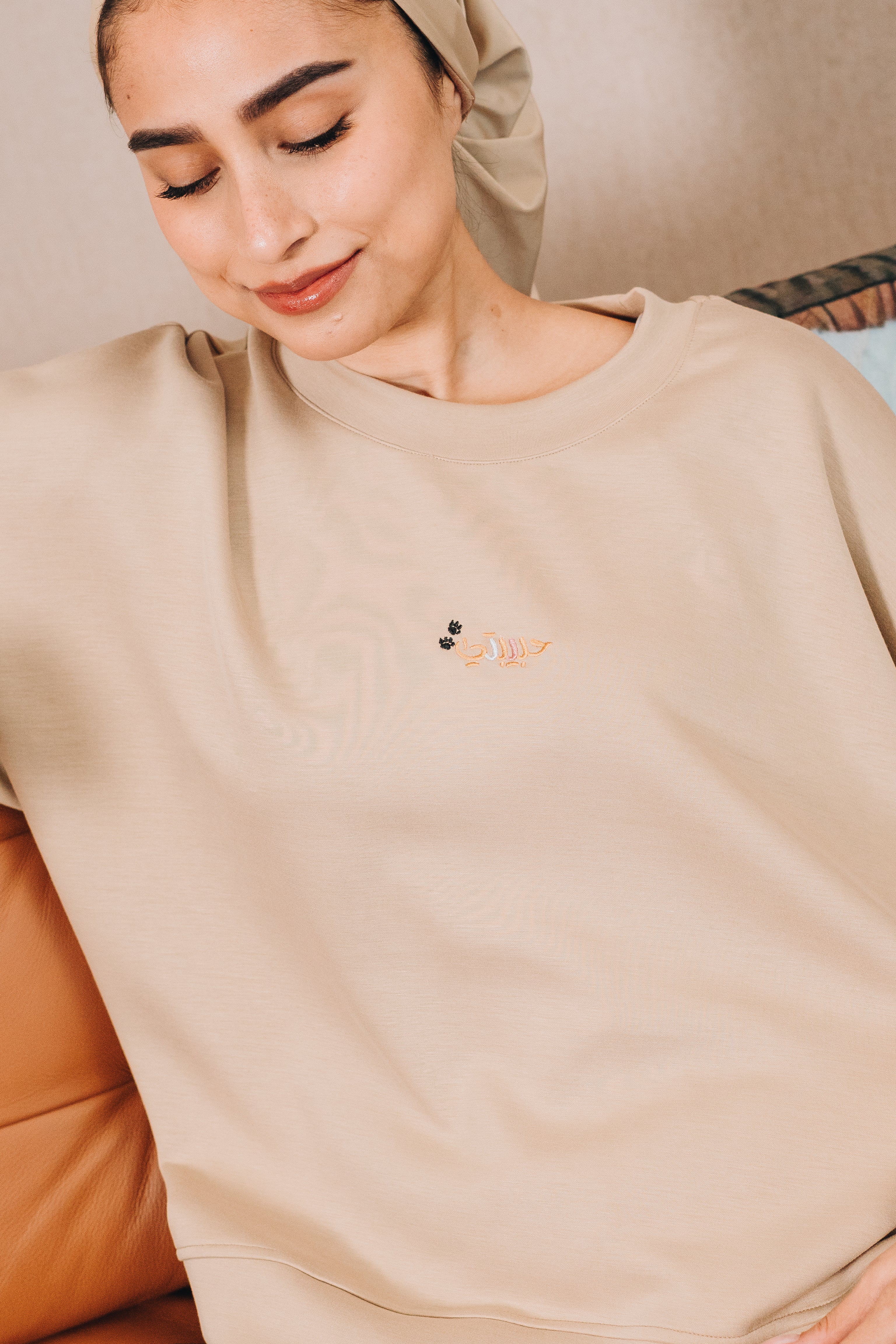 Modal Habibti Sweater in Khaki : Calico & Friends Edition