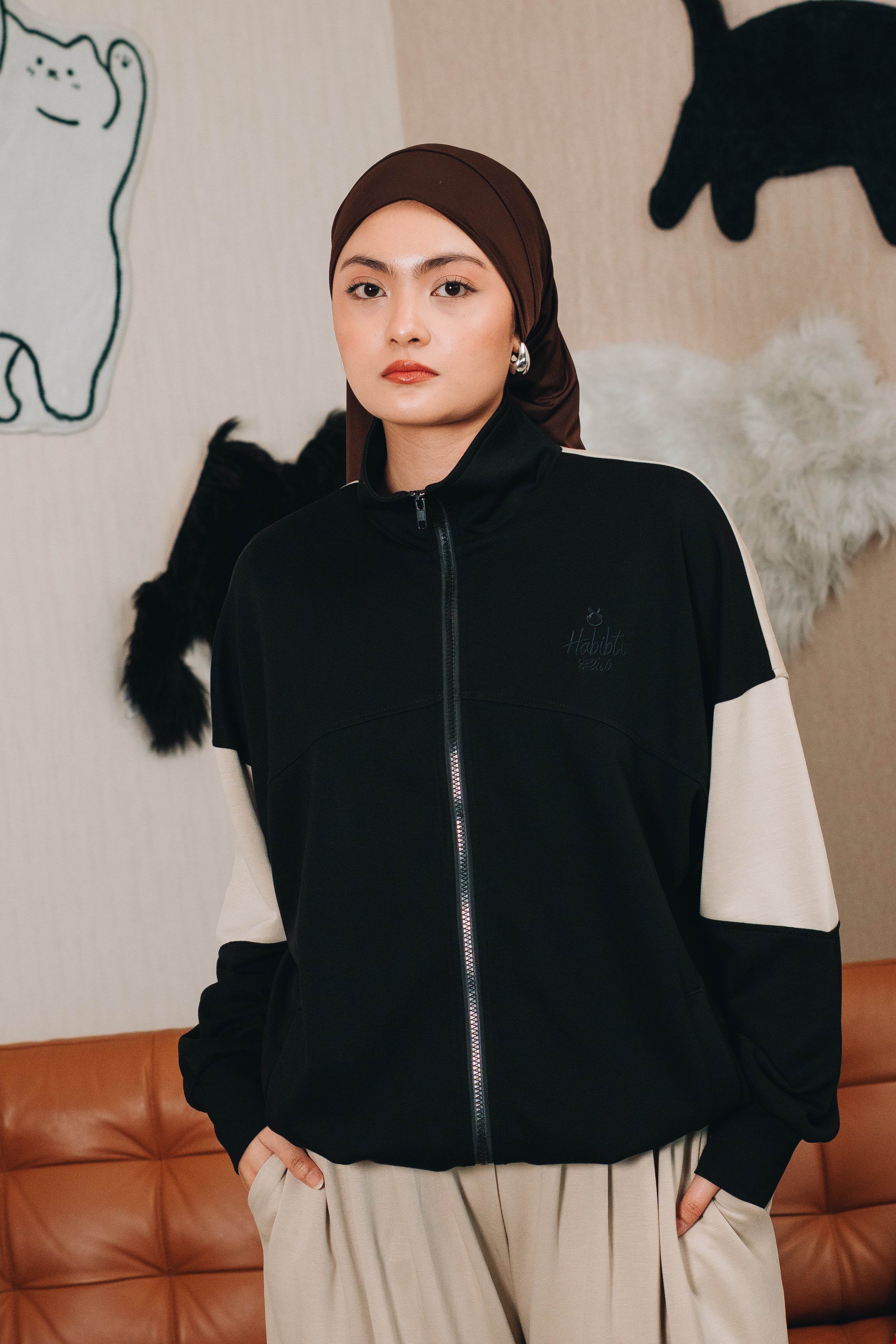 Habibti Modal Dual Tone Jacket in Black : Calico & Friends Edition