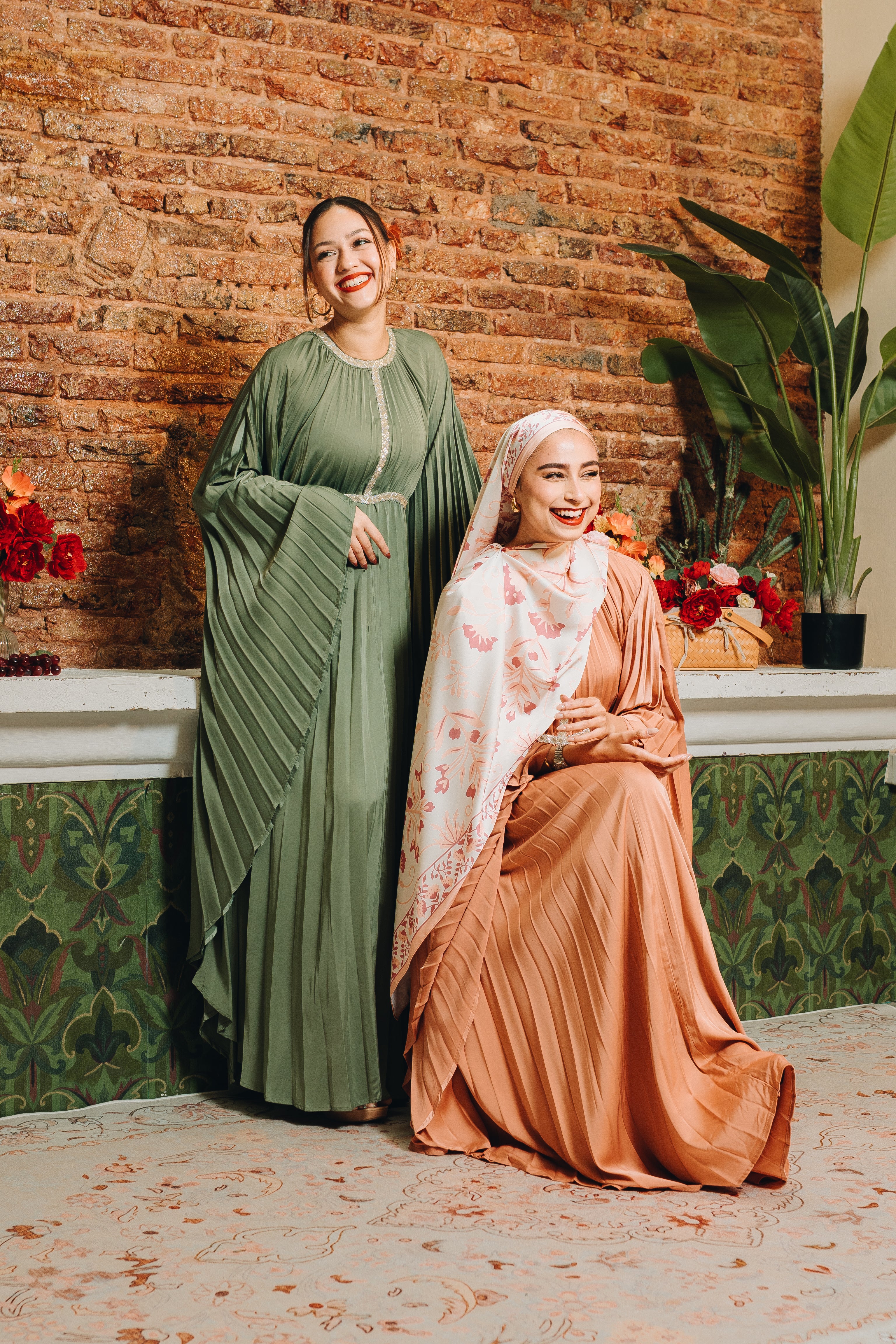 Valencia Pleated Kaftan in Terracotta