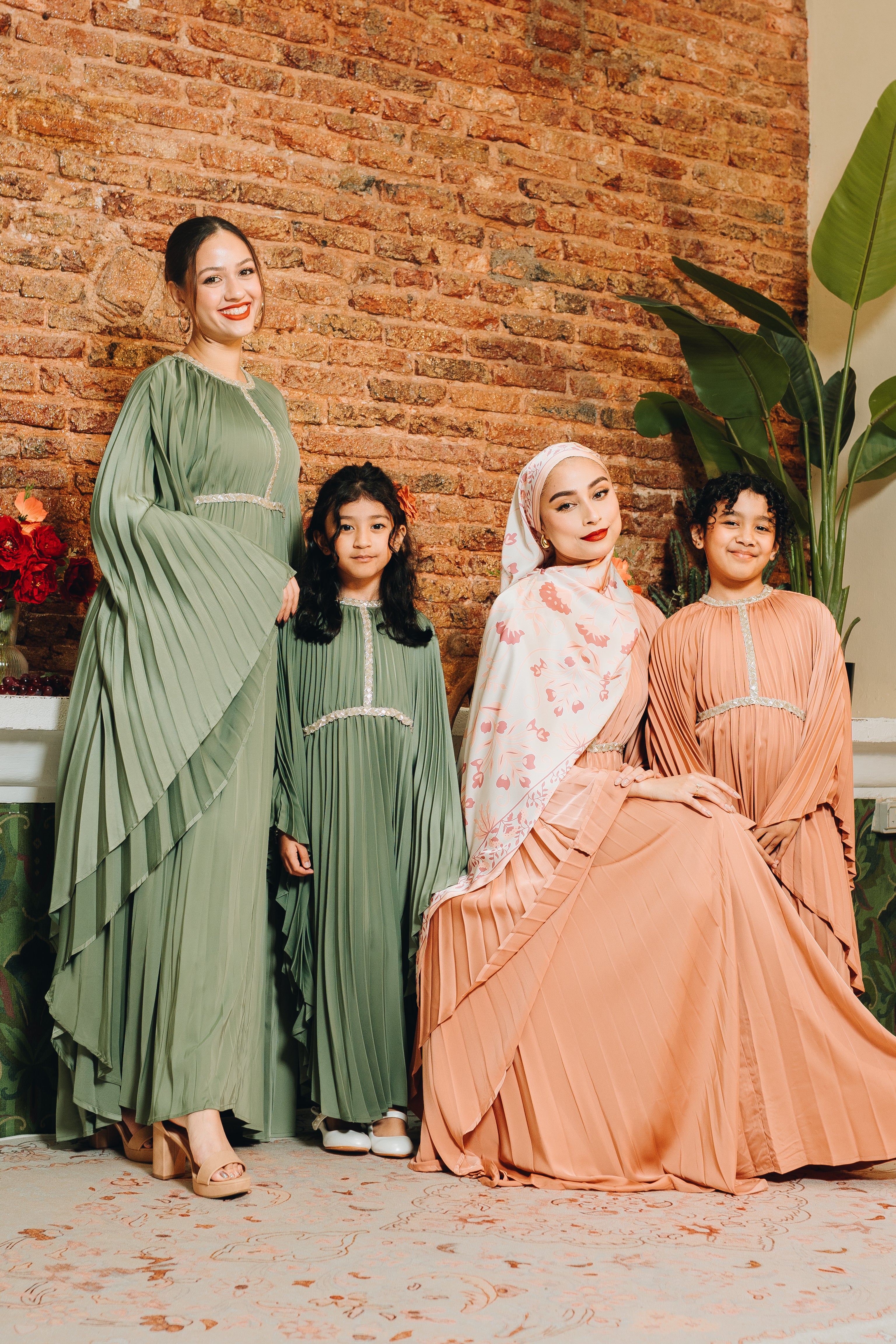 Valencia Pleated Kaftan in Terracotta